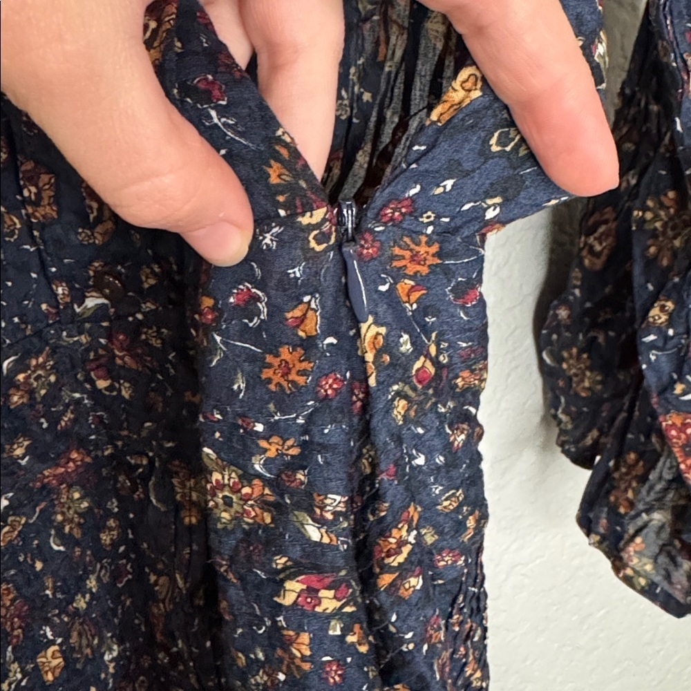 Veronica Beard Shireen Dress Ink Multi Vine Floral Long Sleeve Cotton Midi - Picture 9 of 16
